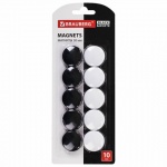 Магниты для досок Brauberg "Black&White", 30мм, 10шт, усиленные, черный/белый, 237468