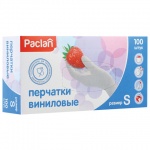 Перчатки виниловые Paclan, 100шт, S, 407162