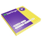 Блок самоклеящийся Berlingo "UltraSticky", 75*75мм, 80л, клетка, желтый неон, LSN_39700