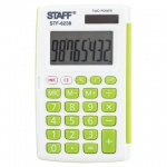 Калькулятор карманный Staff "Stf-6238", 8 разрядов, двойное питание, белый/зеленый, 250283