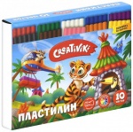 Пластилин Creativiki, 10 цветов, 150гр, со стеком, Пл10КР