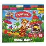 Пластилин Creativiki, 12 цветов, 180гр, со стеком, Пл12Кр