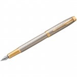 Ручка перьевая Parker "Im Premium Warm Silver Gt", синяя, 0,8мм, серо-бежевый, 1931684