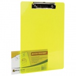 Доска планшет с зажимом Brauberg "Energy", А4, пластик, неон желтый, 232231
