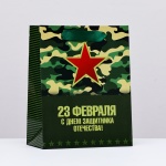 Пакет бумажный "23 февраля! Звезда", 18*23*10см, 9916321