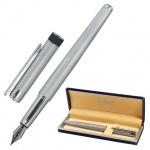 Ручка перьевая Galant "Spigel", синяя, 0,8мм, серебро/хром, 143530