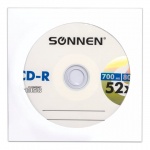 Диск CD-R Sonnen, 700Mb, 52x, 1шт, бум. конверт, 512573